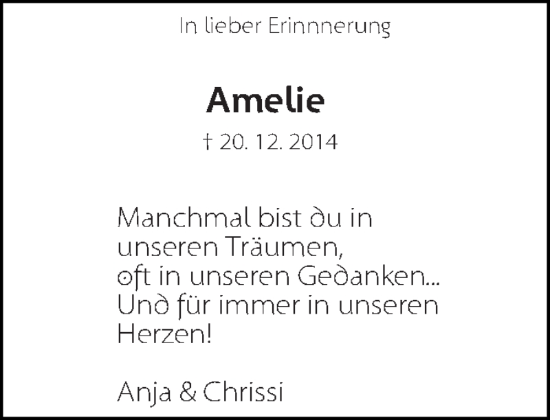  Traueranzeige für Amelie Laukmichel vom 20.12.2021 aus Eßlinger Zeitung/Cannstatter Zeitung