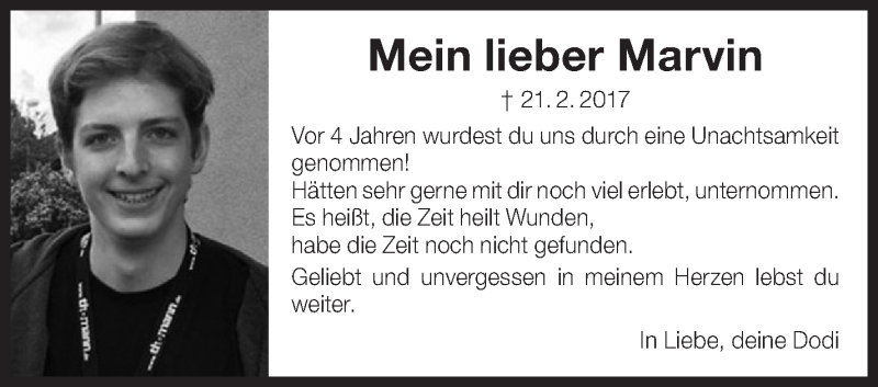  Traueranzeige für Marvin Puchmeier vom 20.02.2021 aus Eßlinger Zeitung/Cannstatter Zeitung