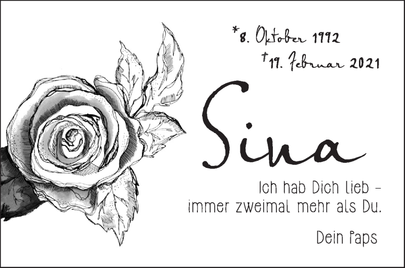  Traueranzeige für Sina Ortlieb vom 24.02.2021 aus Eßlinger Zeitung/Cannstatter Zeitung