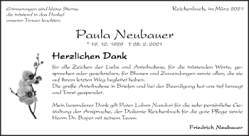Traueranzeige von Paula Neubauer von Eßlinger Zeitung/Cannstatter Zeitung