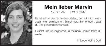 Traueranzeige von Marvin Puchmeier von Eßlinger Zeitung/Cannstatter Zeitung