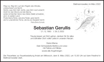 Traueranzeige von Sebastian Gerullis von Eßlinger Zeitung/Cannstatter Zeitung