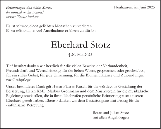 Traueranzeige von Eberhard Stotz von Eßlinger Zeitung