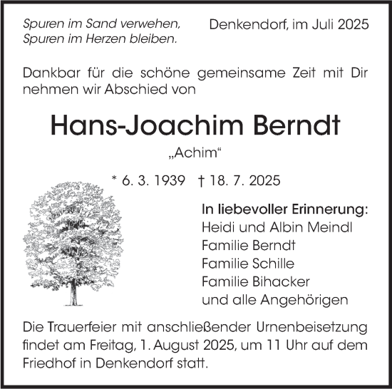 Traueranzeige von Hans-Joachim Berndt von Eßlinger Zeitung