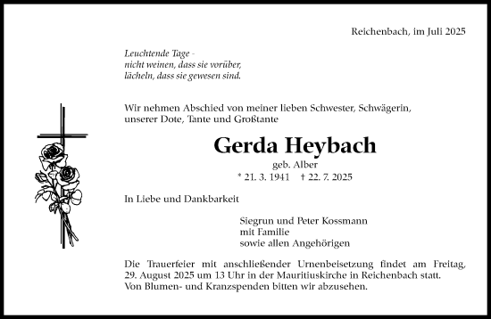 Traueranzeige von Gerda Heybach von Eßlinger Zeitung
