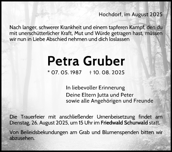 Traueranzeige von Petra Gruber von Eßlinger Zeitung