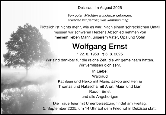 Traueranzeige von Wolfgang Ernst von Eßlinger Zeitung