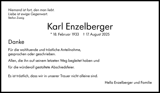 Traueranzeige von Karl Enzelberger von Eßlinger Zeitung