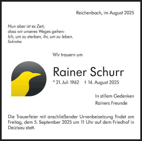 Traueranzeige von Rainer Schurr von Eßlinger Zeitung