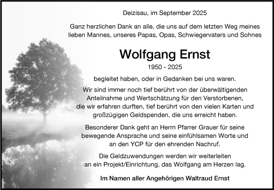 Traueranzeige von Wolfgang Ernst von Eßlinger Zeitung